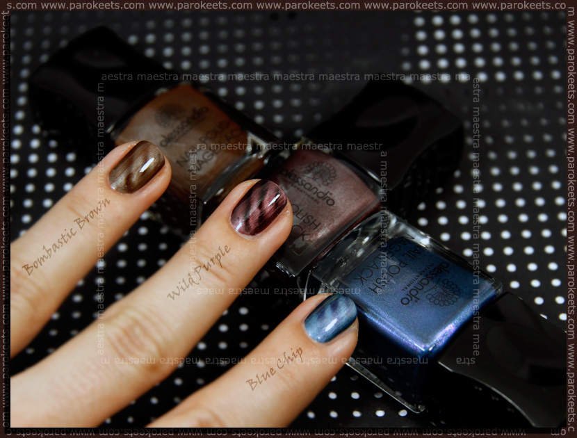 Swatch: Alessandro - Go Magic! Twist: Blue Chic, Wild Purple, Bombastic Brown