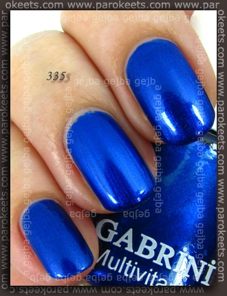 Comparison: Maybelline Mini Colorama Electric Blue vs. Gabrini 335 swatch