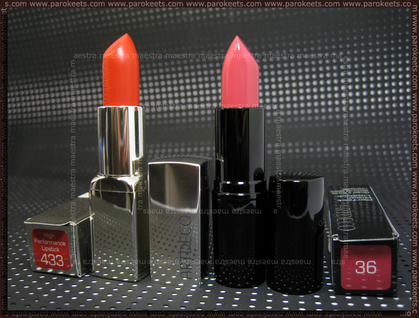 Artdeco - Coral Kisses (spring/summer 2011): Perfect Color Lipstick - 36 Pink Thistle, High Performance Lipsticks - 433 Corn Poppy