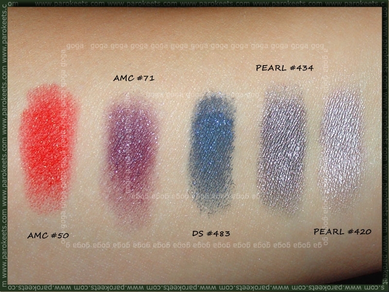 Inglot palette swatch - first row