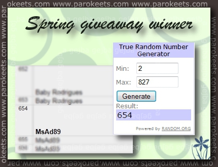 Parokeets blog: Spring giveaway 2011 winner
