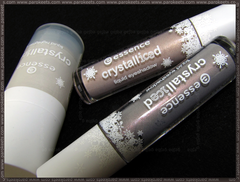 Essence Crystalliced TE: liquid highlighter, eyeshadows